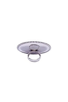 Oxidised Silver Finish Tribal Floral Ring In Sterling Silver