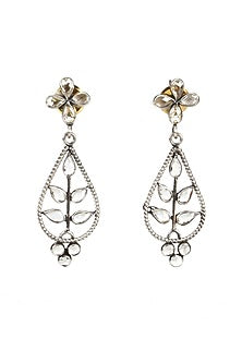 Silver Finish Handcrafted Checker Earrings In Sterling Silver
