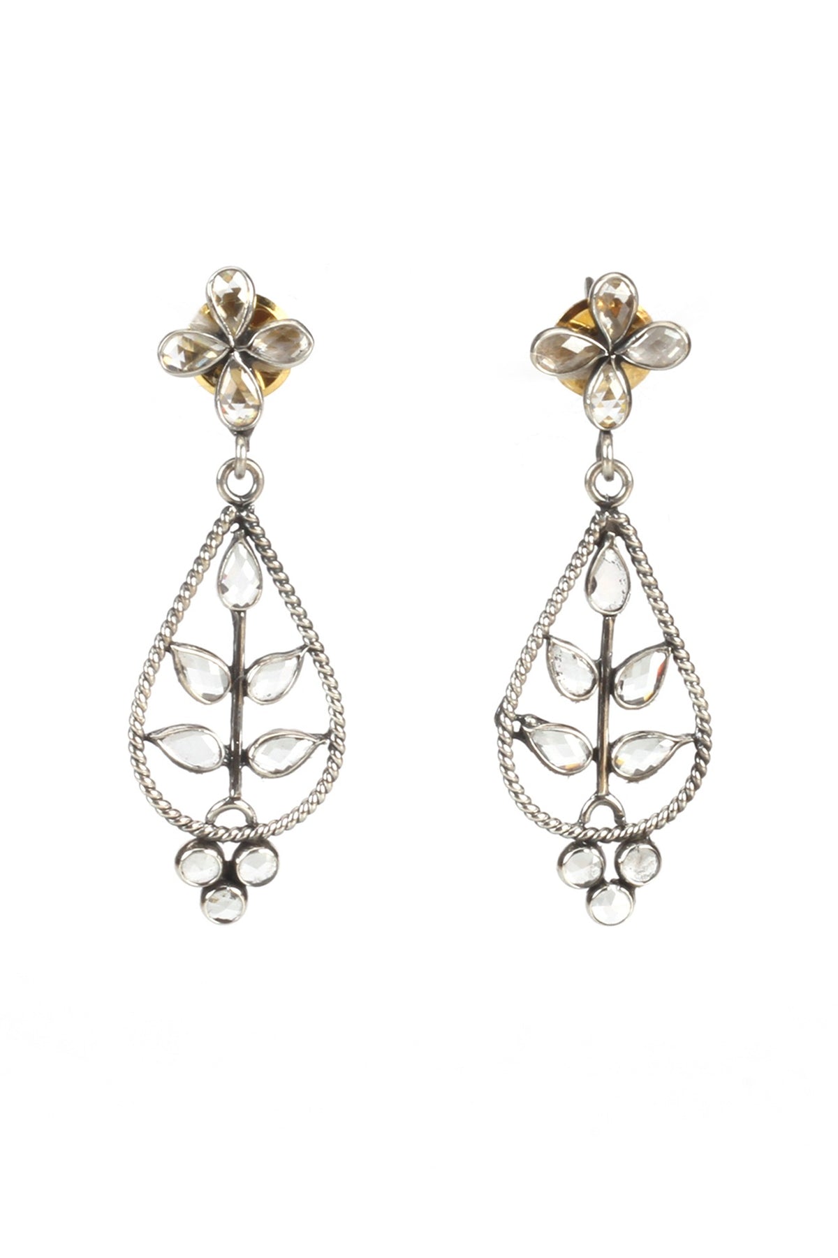 Silver Finish Handcrafted Checker Earrings In Sterling Silver