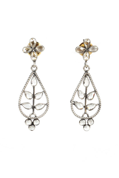 Silver Finish Handcrafted Checker Earrings In Sterling Silver
