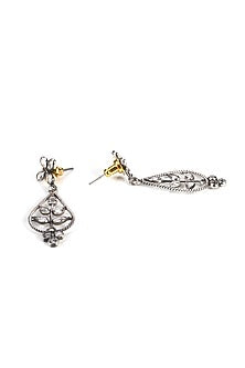 Silver Finish Handcrafted Checker Earrings In Sterling Silver