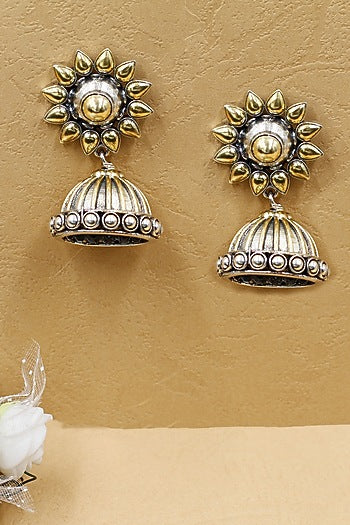 Gold Plated Handcrafted Earrings In Sterling Silver