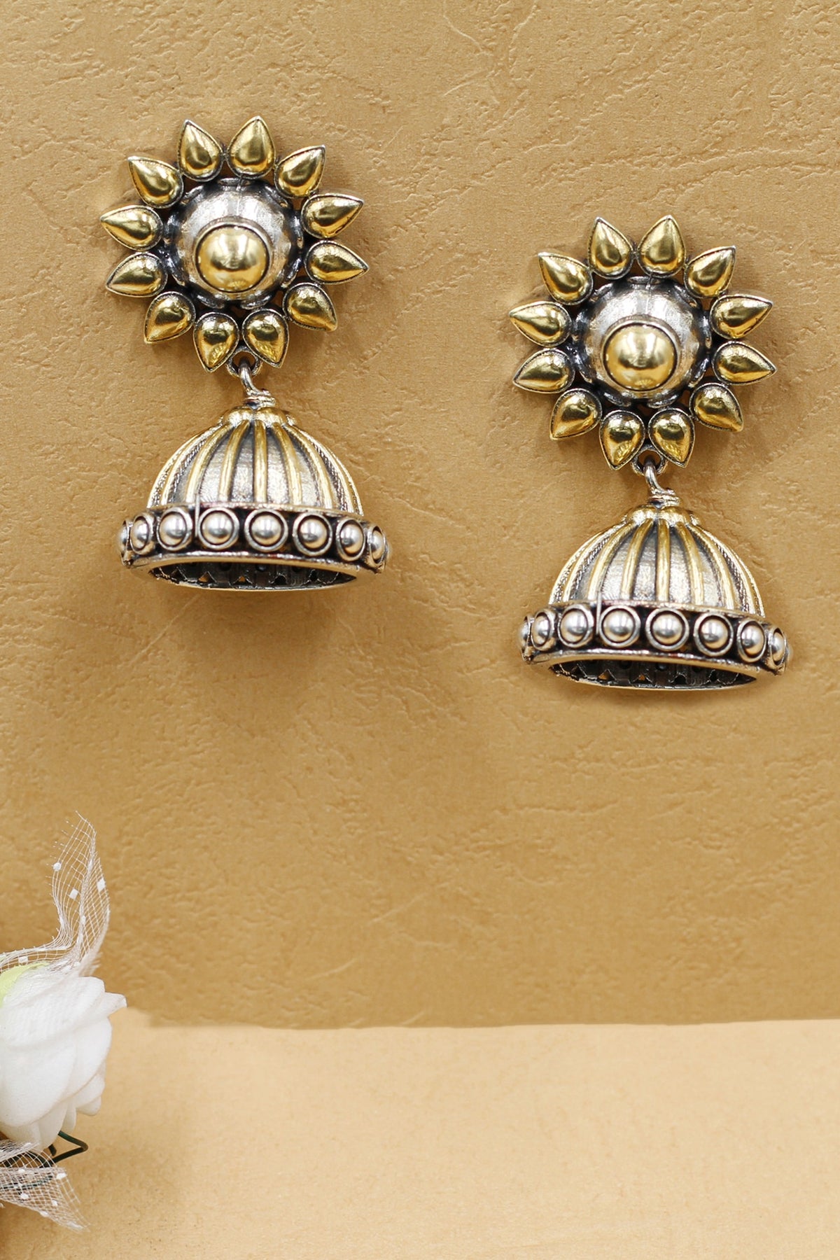 Gold Plated Handcrafted Earrings In Sterling Silver