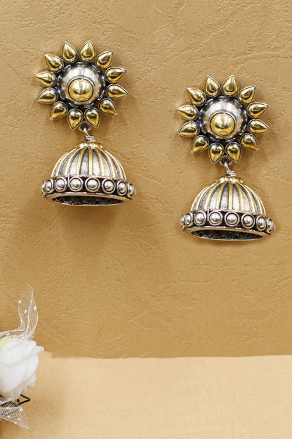 Gold Plated Handcrafted Earrings In Sterling Silver