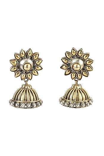 Gold Plated Handcrafted Earrings In Sterling Silver