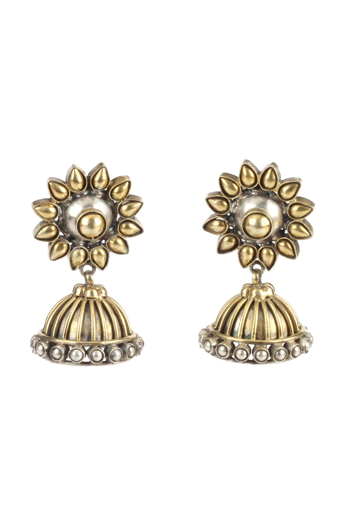 Gold Plated Handcrafted Earrings In Sterling Silver