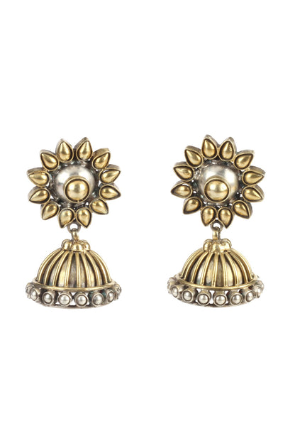 Gold Plated Handcrafted Earrings In Sterling Silver