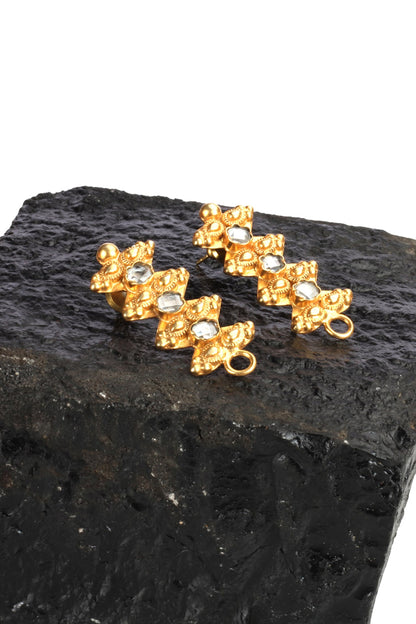 Gold Plated Handcrafted Earrings In Sterling Silver