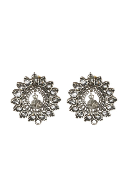 Silver Finish Peacock Shape Earrings In Sterling Silver