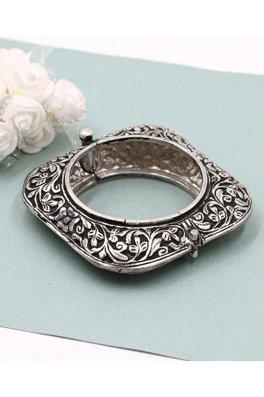 Silver Finish Handcrafted Bangle In Sterling Silver