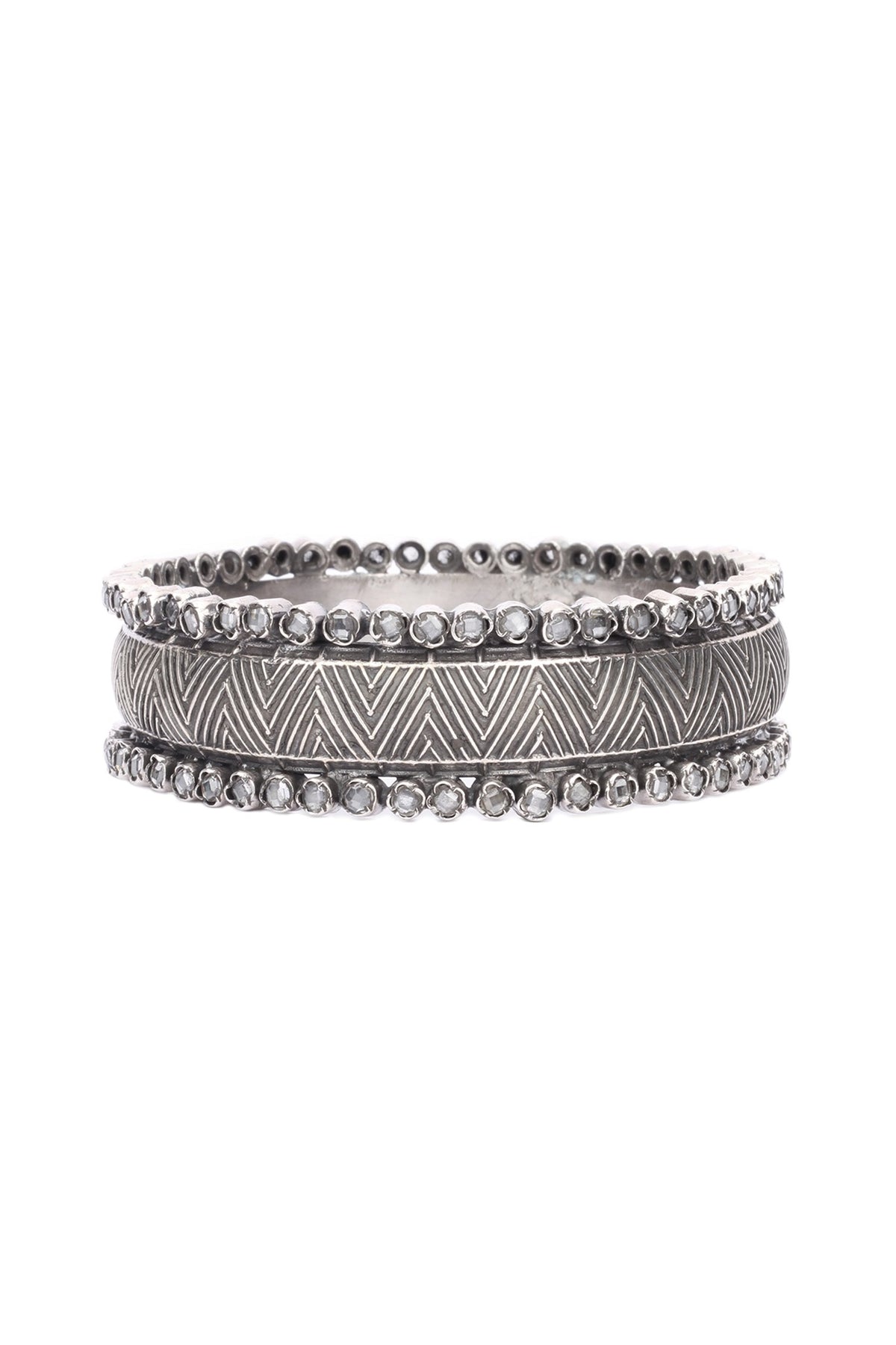 Silver Finish Stone Floral Bracelet In Sterling Silver