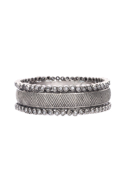 Silver Finish Stone Floral Bracelet In Sterling Silver
