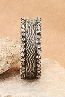 Silver Finish Stone Floral Bracelet In Sterling Silver