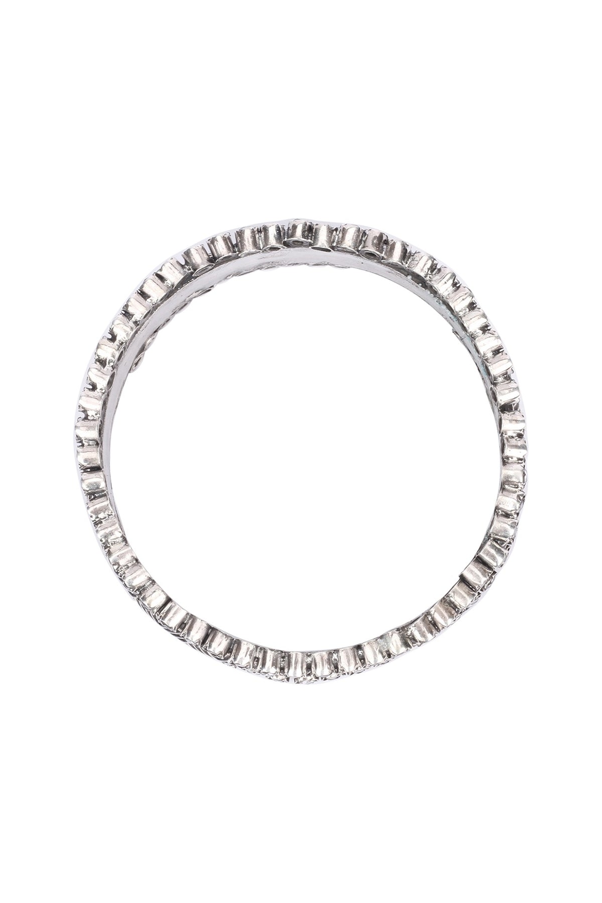 Silver Finish Stone Floral Bracelet In Sterling Silver