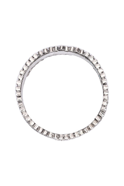 Silver Finish Stone Floral Bracelet In Sterling Silver