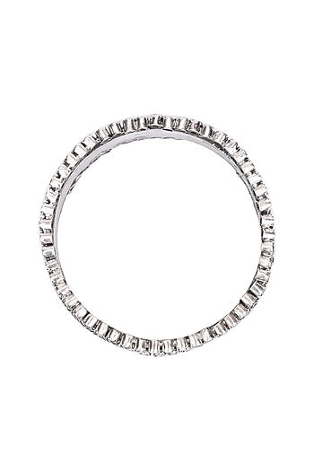Silver Finish Stone Floral Bracelet In Sterling Silver