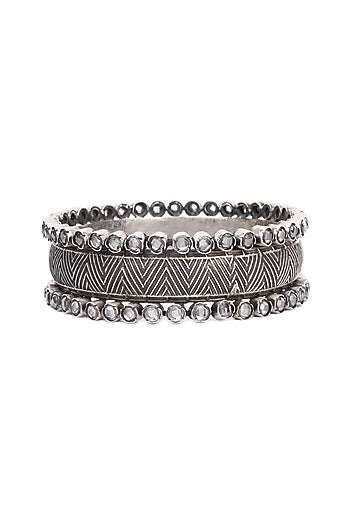 Silver Finish Stone Floral Bracelet In Sterling Silver
