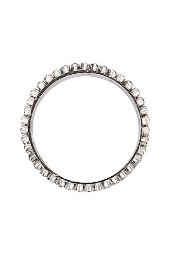 Silver Finish Stone Floral Bracelet In Sterling Silver