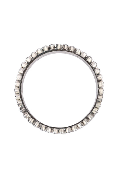 Silver Finish Stone Floral Bracelet In Sterling Silver