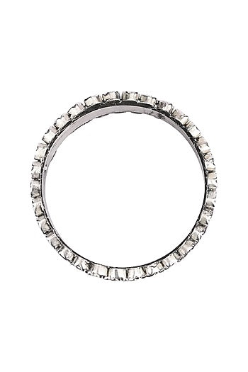 Silver Finish Red Stone Floral Bracelet In Sterling Silver