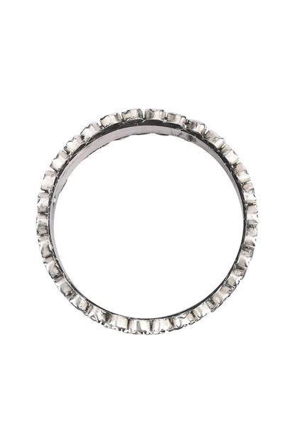 Silver Finish Red Stone Floral Bracelet In Sterling Silver