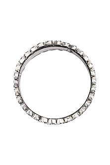 Silver Finish Red Stone Floral Bracelet In Sterling Silver