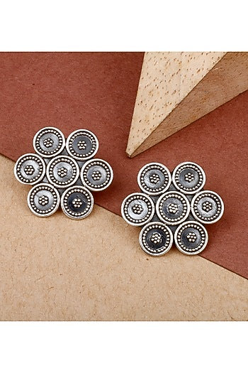 Silver Finish Stud Earrings In Sterling Silver