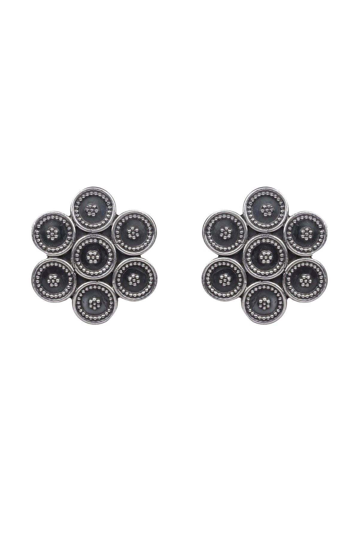 Silver Finish Stud Earrings In Sterling Silver