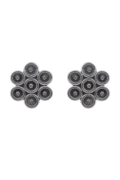 Silver Finish Stud Earrings In Sterling Silver
