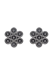 Silver Finish Stud Earrings In Sterling Silver
