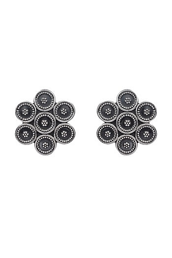 Silver Finish Stud Earrings In Sterling Silver