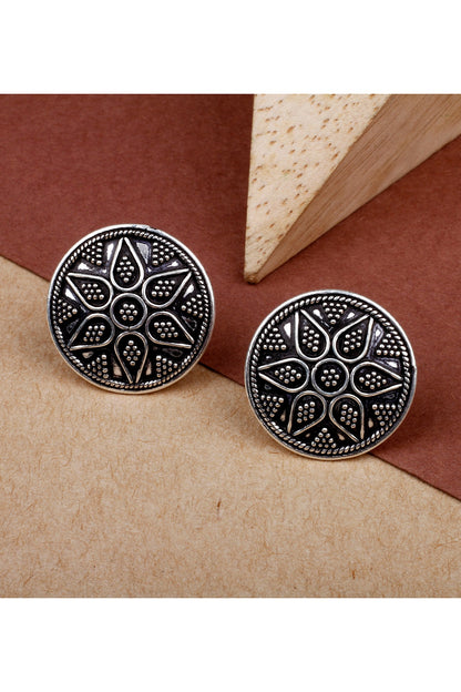 Silver Finish Stud Earrings In Sterling Silver