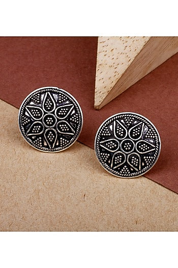 Silver Finish Stud Earrings In Sterling Silver