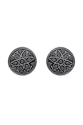 Silver Finish Stud Earrings In Sterling Silver