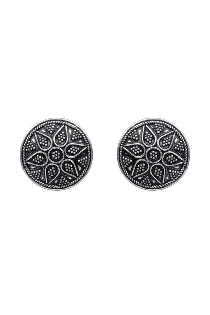 Silver Finish Stud Earrings In Sterling Silver
