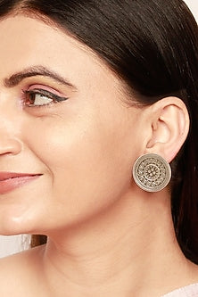 Silver Finish Stud Earrings In Sterling Silver