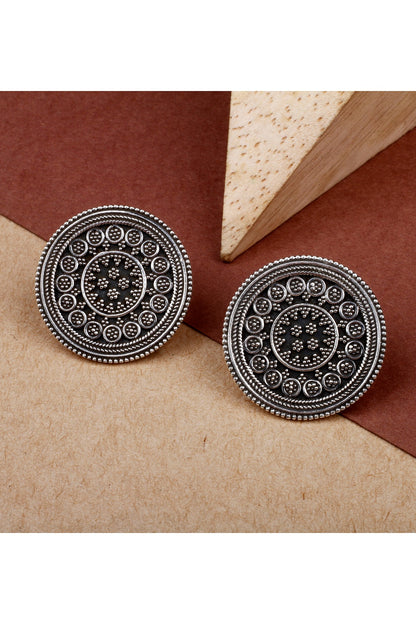 Silver Finish Stud Earrings In Sterling Silver