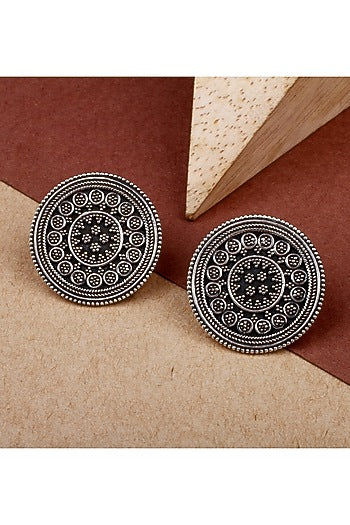 Silver Finish Stud Earrings In Sterling Silver