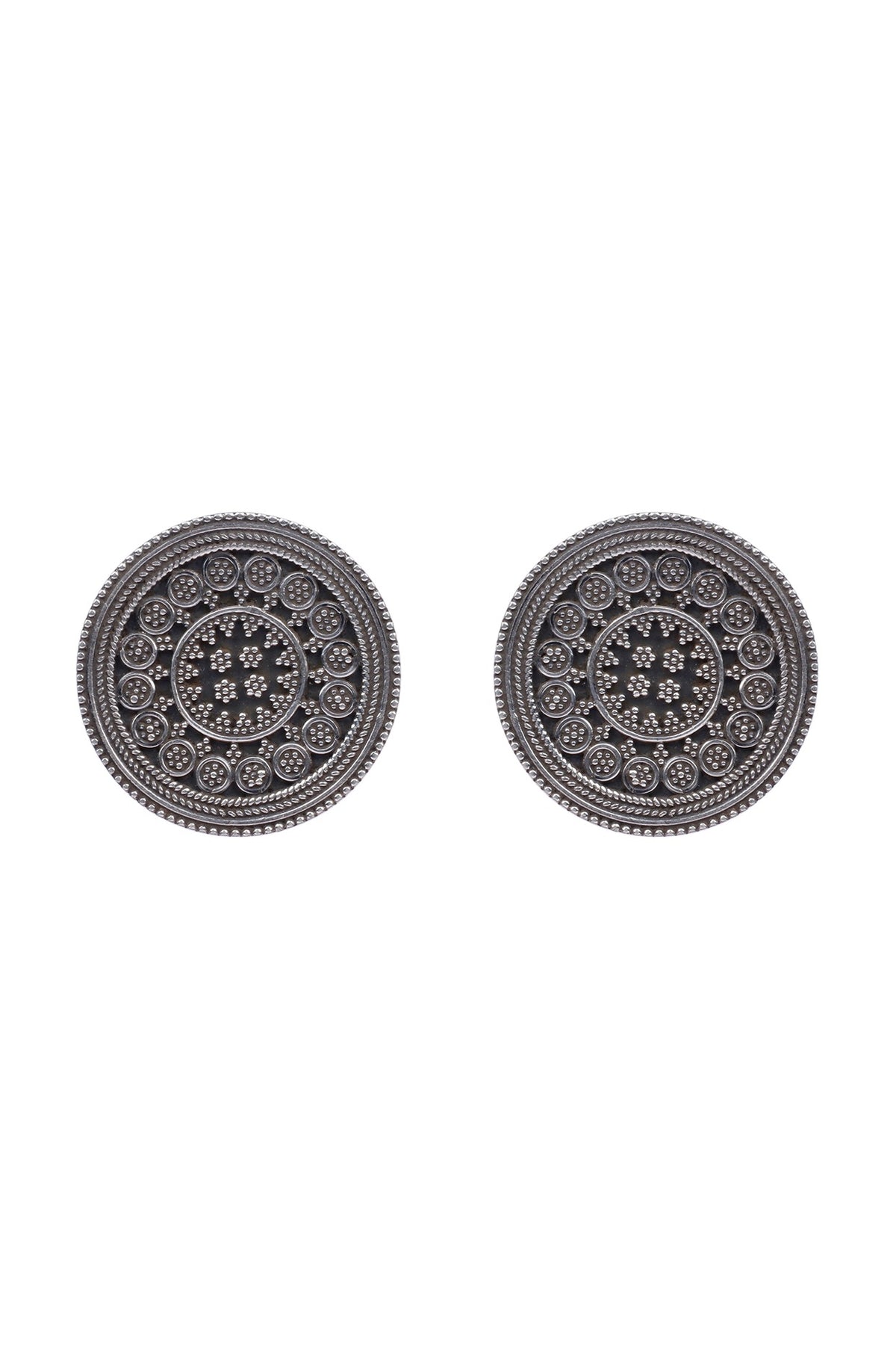 Silver Finish Stud Earrings In Sterling Silver
