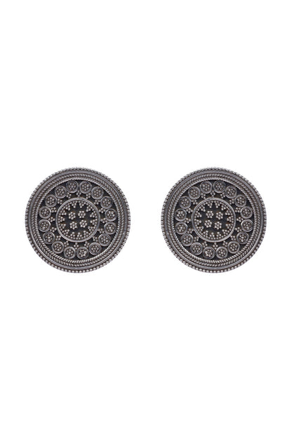 Silver Finish Stud Earrings In Sterling Silver