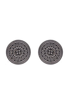 Silver Finish Stud Earrings In Sterling Silver