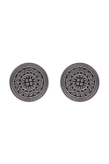 Silver Finish Stud Earrings In Sterling Silver