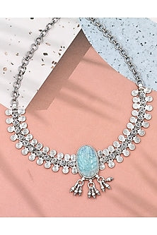 Silver Finish Hydro Stone Handmade Necklace In Sterling Silver