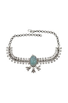 Silver Finish Hydro Stone Handmade Necklace In Sterling Silver