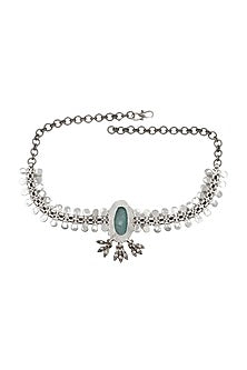 Silver Finish Hydro Stone Handmade Necklace In Sterling Silver