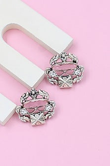 Silver Finish Hydro Stone Handcrafted Stud Earrings In Sterling Silver