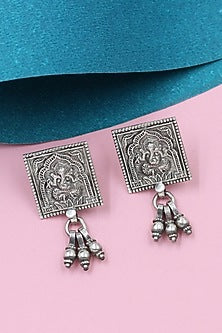 Silver Finish Handcrafted Stud Earrings In Sterling Silver