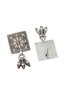 Silver Finish Handcrafted Stud Earrings In Sterling Silver