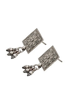 Silver Finish Handcrafted Stud Earrings In Sterling Silver