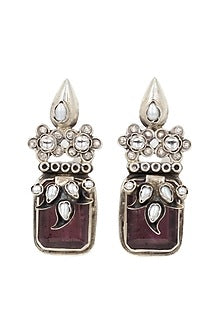 Silver Finish Crystal Handcrafted Dangler Earrings In Sterling Silver